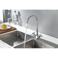 Смеситель для кухни Rainsberg с гибким изливом, двухвентильный, высота 260 мм, подвод воды гибкий R6013F-8