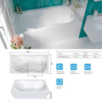 Акриловая ванна 1Marka TAORMINA 180x90 мм прямоугольная белая 01та1890