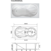 Акриловая ванна 1Marka TAORMINA 180x90 мм прямоугольная белая 01та1890