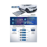 Пороги на автомобиль Rival Silver для Volkswagen Tiguan II 2016-2020-2020-н.в., 173 см, 2 шт., алюминий F173AL.5802.4
