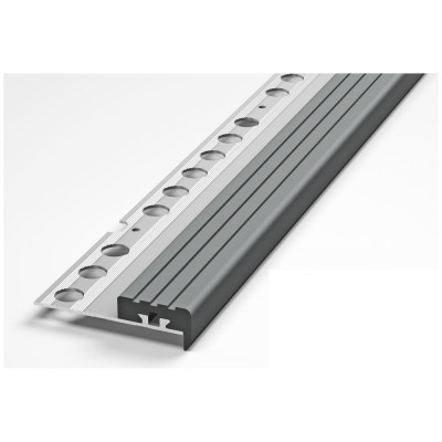 Угловой профиль ЛУКА алюминиевый закладной под 25х9 мм, 2500 мм, серая резинка 00000002113