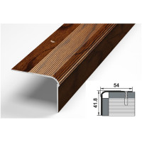 Порог угловой алюминиевый (54х41.8 мм; 0.9 м; декоративный; мербау) Лука 00000002667