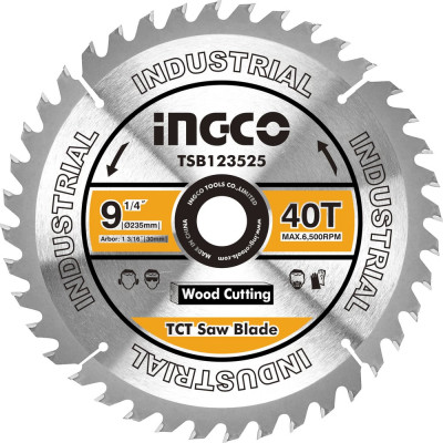 Диск пильный по дереву TCT (235х30 мм; 40Т) INGCO TSB123525