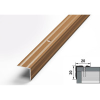 Порог угловой алюминиевый декоративный (20х20 мм, 1,8 м, Бук) ЛУКА 00000001512