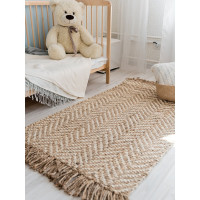 Джутовый коврик ComeForte "Елочка с бахрамой" 90х150 JSN-3 JSH-3