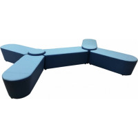 Комплект Мягкий офис Органика десятиместный сине-голубой КМОРГ1001СНГЛ