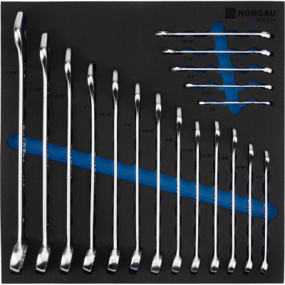 Набор комбинированных дюймовых ключей в ложементе NORGAU 18 шт., 1/4-1.1/4", тип N7A-018 060207018