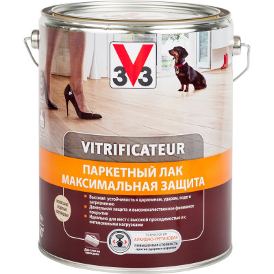 Полиуретановый алкидный паркетный лак V33 максимальная защита полуглянец 107869