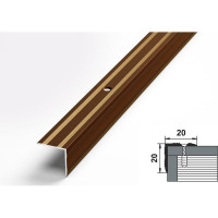 Порог угловой алюминиевый (20х20 мм, 1,8 м, порошковое покрытие, Бронза) ЛУКА 00000001834