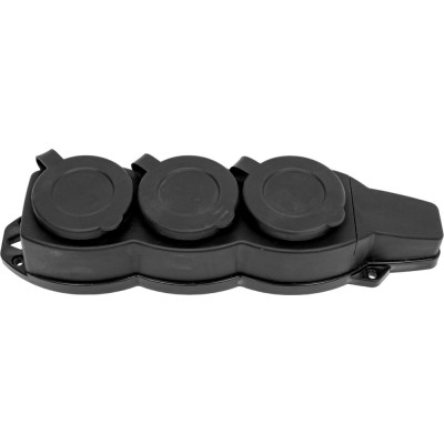 Трехместная каучуковаярозетка с защитными крышками EKF 230В, 2P+PE, 16A, IP44 RPS-015-16-230-44