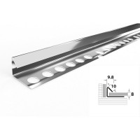 Профиль окантовочный внутренний под плитки ЛУКА (8 мм, 2,7 м, полированная нерж. сталь) УТ000042922