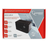 Докстанция Gembird 2.5/3.5, черный, USB 3.0, SATA, HDD/SSD HD32-U3S-4