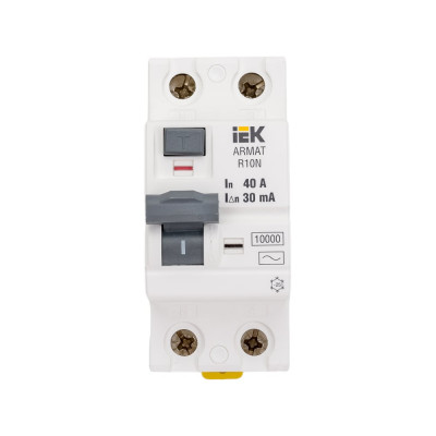 Выключатель дифференциального тока IEK ARMAT R10N 2P 40А 30мА тип AC AR-R10N-2-040C030