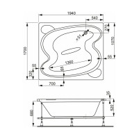 Акриловая ванна VAGNERPLAST HELIOS 194x170 VPBA197HEL2X-04