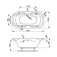 Акриловая ванна VAGNERPLAST GAIA 190x100 VPBA191GAI7X-04