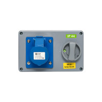 Розетка с блокировкой и выключателем EKF 1413 2Р+РЕ 16А 220В IP44 ps-1413-16-220
