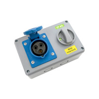 Розетка с блокировкой и выключателем EKF 1413 2Р+РЕ 16А 220В IP44 ps-1413-16-220