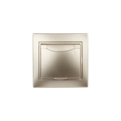 Розетка Intro Plano с заземлением 2P+E Schuko с крышкой, 16А-250В, IP20, СУ, шампань, Б0053894