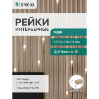 Интерьерная рейка STELLA Милана МДФ, 20x30x2700 мм, Дуб Винтаж, упаковка 8 шт. ЦБ-00007600