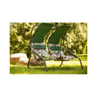 Садовые 2-х местные качели OLSA Марио каркас антрацит, м/э зеленый, листья с1264