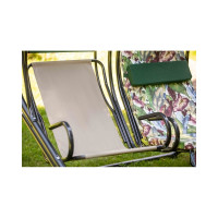 Садовые 2-х местные качели OLSA Марио каркас антрацит, м/э зеленый, листья с1264