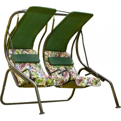 Садовые 2-х местные качели OLSA Марио каркас антрацит, м/э зеленый, листья с1264