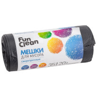 Мешки для мусора “Сверхпрочные” 35 л, 20 шт, черные, ролик Fun Clean 14761