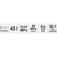 Пневматический нагнетатель консистентной смазки YATO 45л 40 MPa YT-07069