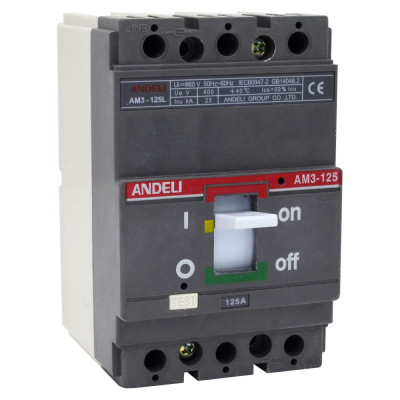 Автоматический выключатель ANDELI AM3-125S/3P 125A 25KA ADL06-804