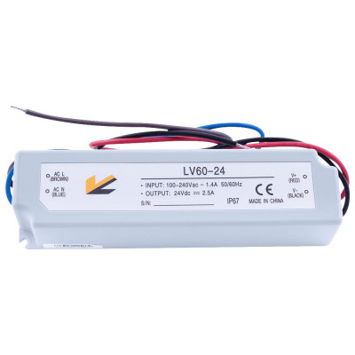 Блок питания SWG для ленты IP 67 пластик 60 W, 24V, LV-60-24 00000000357