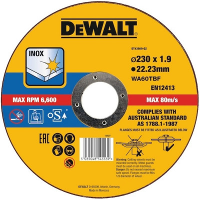 Круг отрезной Inox (230x22.2x1.9 мм) DEWALT DT43909-QZ