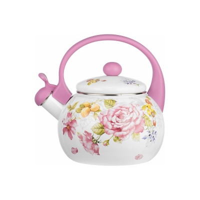 Чайник Lara PINK эмаль 2.2 л, индукционное дно, свисток, автоподъем крышки LR00-20 PINK