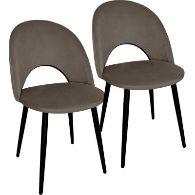 Стул BRABIX Luna Cf-070 2 шт., коричневый велюр, усиленный металлический каркас, черный 532772