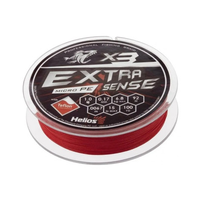 Шнур Helios hs-es-x3-1/15lb extrasense x3 pe red 92м, 1.0/15lb, 0.17мм 00000218878