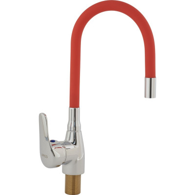 Смеситель для кухни ARCO DA VELLA 40 мм, ручка боковая, с гайкой, гибкий излив красный А47(1)34RD14222