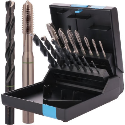 Набор метчиков VOELKEL машинных M3-M12 +сверла HSSE 14пр V47856