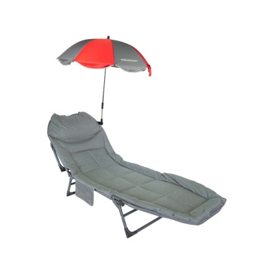 Складной шезлонг + зонтик Forcekraft (32x64x200см, макс. нагрузка 200кг,серый) FK-FG-HY-8008BL-Z GRAY(56449)
