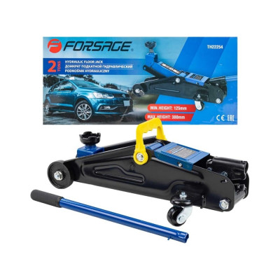 Подкатной гидравлический домкрат 2т, h min 125мм, h max 380мм Forsage F-TH22254(56597)