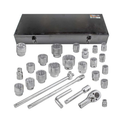 Набор инструментов Forsage 3/4 ",26 пр.(12гр.)(17,19,21,22,24,27,30,32,33,34,35,36,(36-6гр),38,41,46,50-3/4";55,60,65мм-1"),в кейсе f-68263-9 56225 F-68263-9(56225)