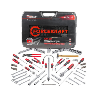 Набор инструментов Forcekraft 1/4", 1/2", 6 гр., 4-32 мм, 124 предмета FK-41241-5(56418)