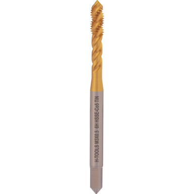 Машинный метчик с винтовой канавкой H-Tools М3 шаг 0.5 DIN371 HSSE-TiN 513X01-C2-0030
