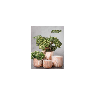 Кашпо SCHEURICH Kübel LINO d18, h17 см, теплый мрамор, керамика 068069