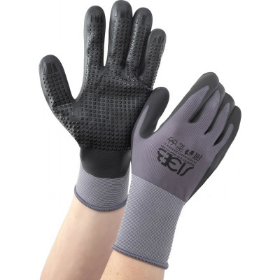 Трикотажные полиэфирные перчатки с нитриловым покрытием с ПВХ-напылением Gigant размер 10 GGPP-110