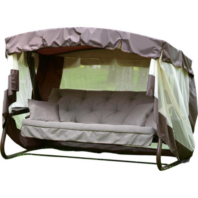 Садовые качели OLSA 4-х местные Саванна ткань папермун каркас коричневый, бежевый рисунок без рисунка 2 упаковки с1453