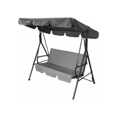 Садовые качели OLSA 2-х местные Габикаркас черный, серый, белый рисунок полоска 1 упаковка с950