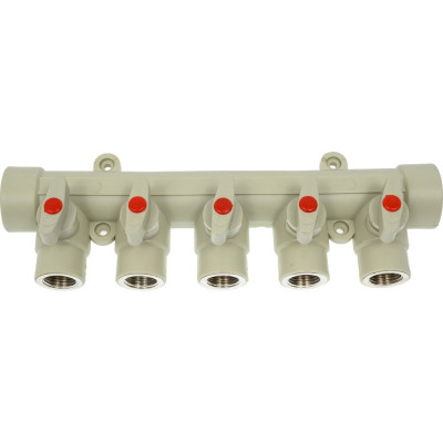 Коллектор с шаровыми кранами LAMMIN ppr вр 32x1/2x5 7/1 серый Lm31082515032G