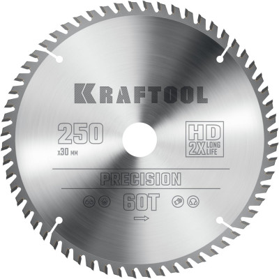 Диск пильный по дереву Precission 250x30 мм, 60Т KRAFTOOL 36952-250-30