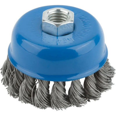 Корщетка, тип "чашка", гайка М14, стальная витая проволока, 75 мм MOS 38952М