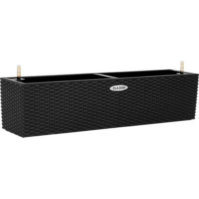 Прямоугольное кашпо ELLASTIK RATTAN OLA DOM 12 литров, антрацит ЭП 258333