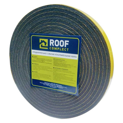 Предварительно сжатая уплотнительная лента Roof Complect ПСУЛ 10x4 10м, 20 шт 00000329825